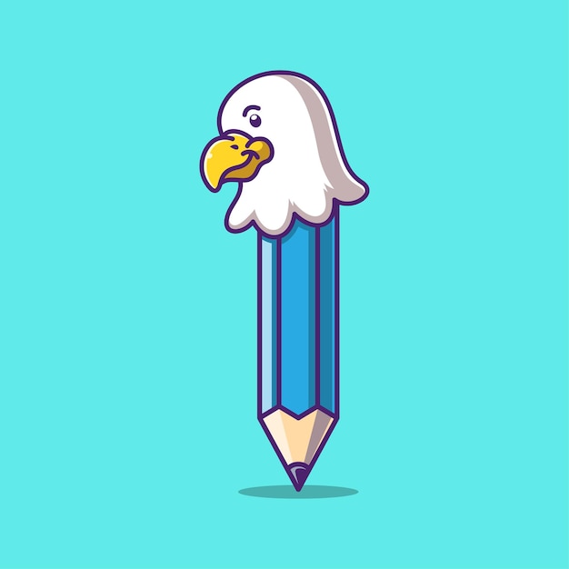 Águila de dibujos animados con cuerpo de lápiz