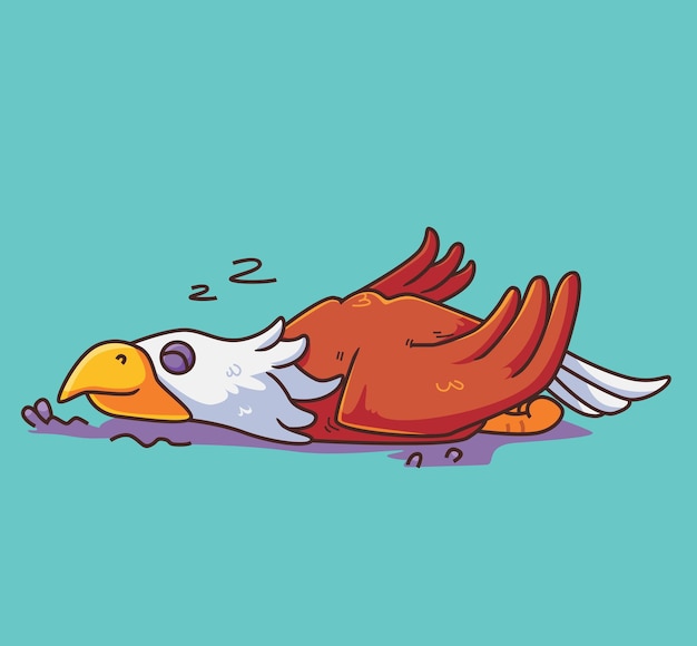 Vector Águila de dibujos animados durmiendo vector de ilustración animal de dibujos animados aislado