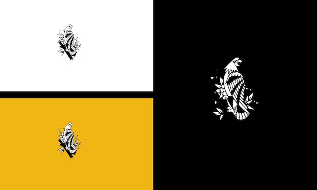 Águila con diseño de contorno de vector de árbol