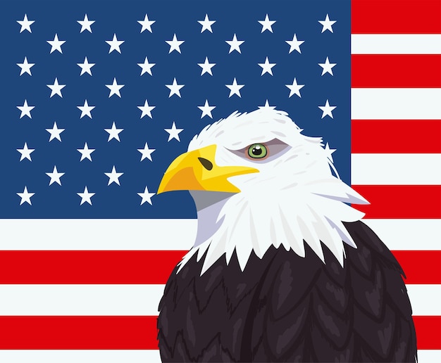 Águila de estados unidos con la bandera del país