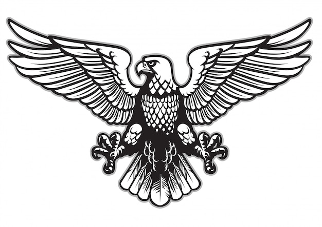 Águila heráldica en blanco y negro