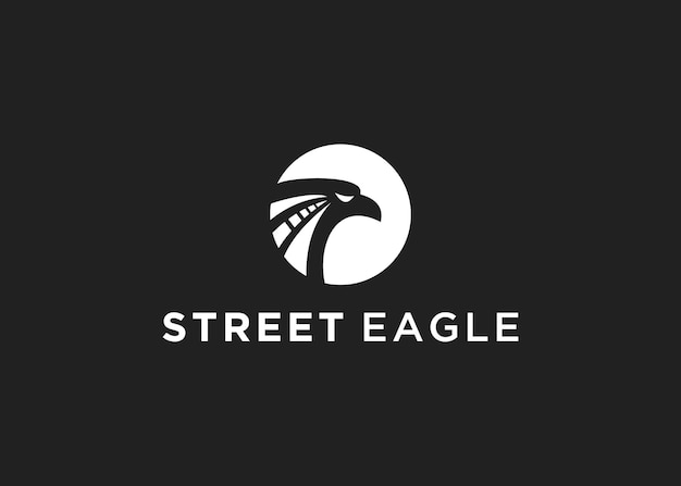 Águila con ilustración de silueta vectorial de diseño de logotipo de carretera