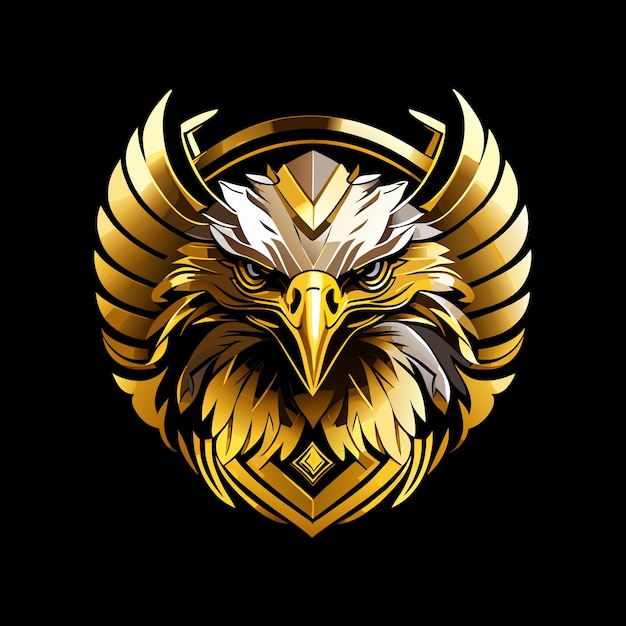 Un águila con el logo de una mascota con cabeza de águila dorada