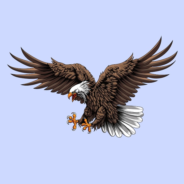 Águila, pájaro, rugido, animal, vector, ilustración