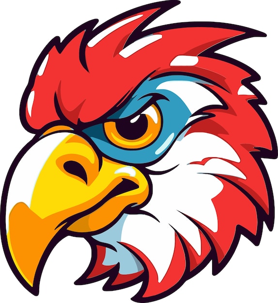 un águila roja y azul con un pico rojo que dice el águila