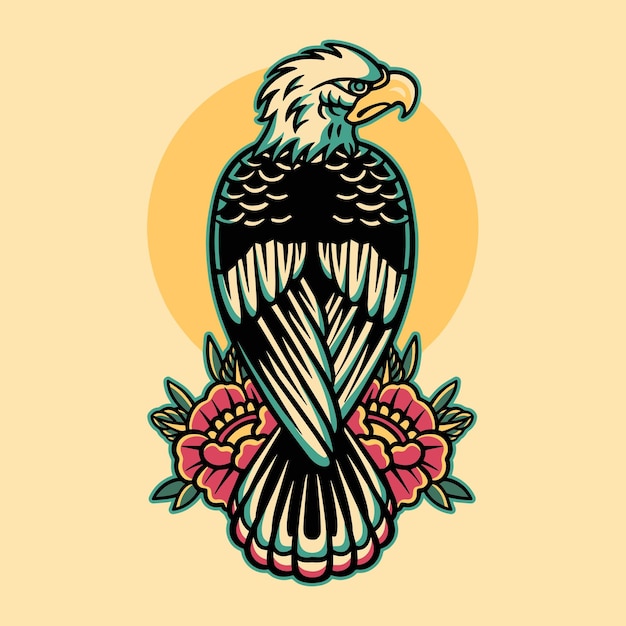 Águila y rosas estilo retro