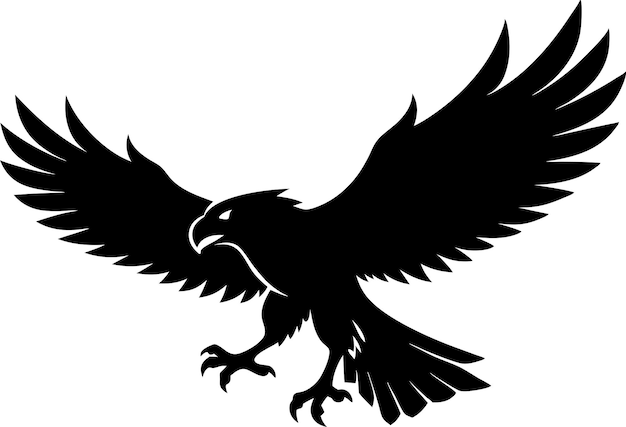 Águila voladora silueta negra ilustración aislada fondo blanco