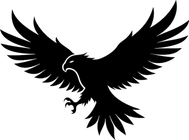 Águila voladora silueta negra ilustración aislada fondo blanco