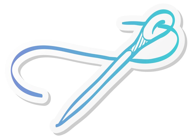 Vector aguja de coser con hilo