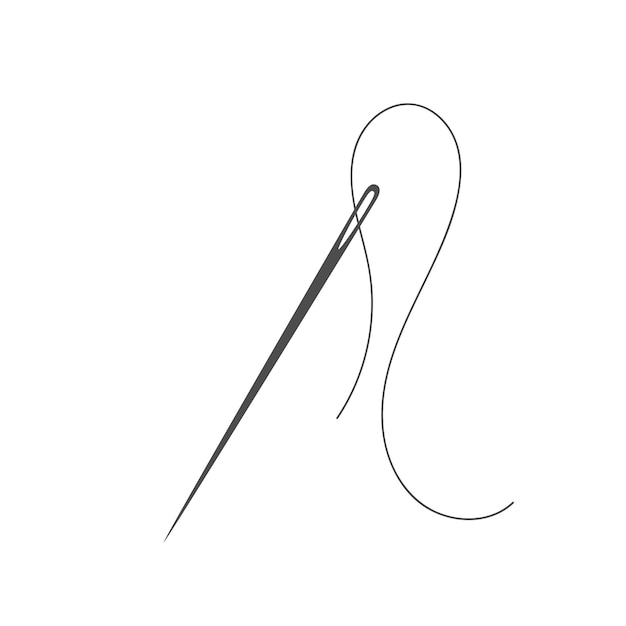 Aguja e hilo silueta icono vector ilustración sastre logo con símbolo de aguja y curvas