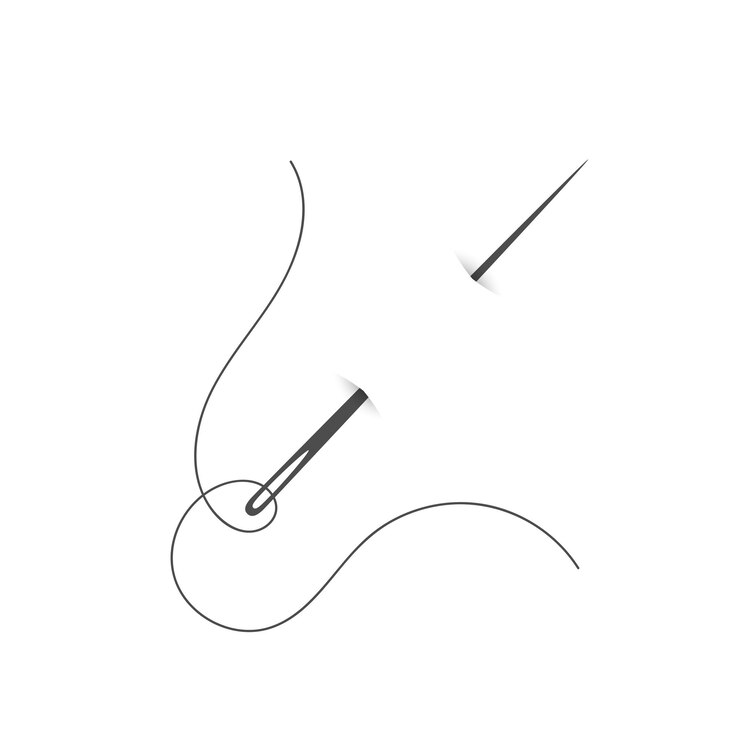 Vector aguja e hilo silueta icono vector ilustración sastre logo con símbolo de aguja y curvas