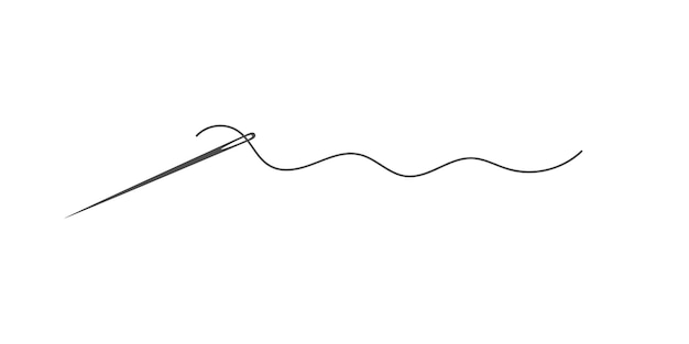 Vector aguja e hilo silueta icono vector ilustración sastre logo con símbolo de aguja y curvas