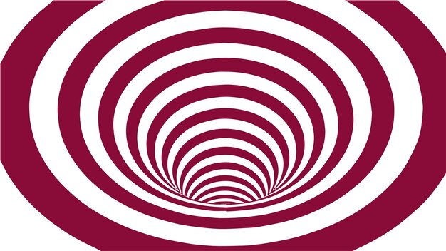 Agujero de gusano abstracto rojo y blanco Ilusión óptica Ilustración vectorial Túnel 3D