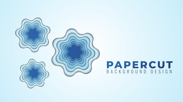 Agujero ondulado Papercut Capas Ilustración vectorial Plantilla de diseño de fondo abstracto Tema de color degradado azul blanco