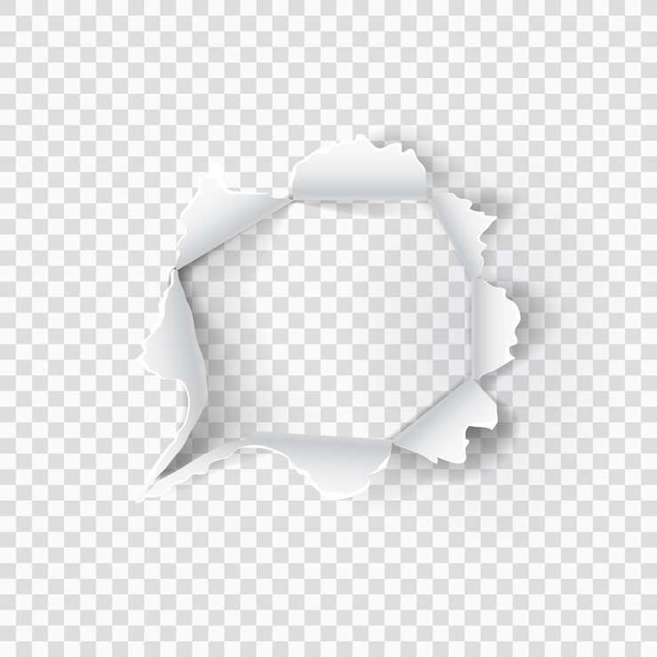 Vector agujero de papel rasgado sobre fondo transparente