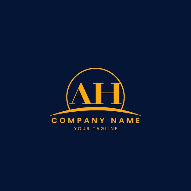AH Logotipo corporativo minimalista con iniciales y diseño de arco