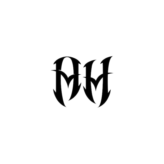 AH Monogram Logo Diseño carta texto nombre símbolo monocromo logotipo alfabeto carácter simple logo