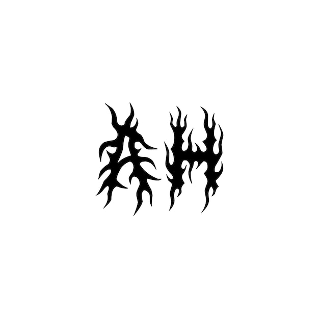 AH Monogram Logo Diseño carta texto nombre símbolo monocromo logotipo alfabeto carácter simple logo