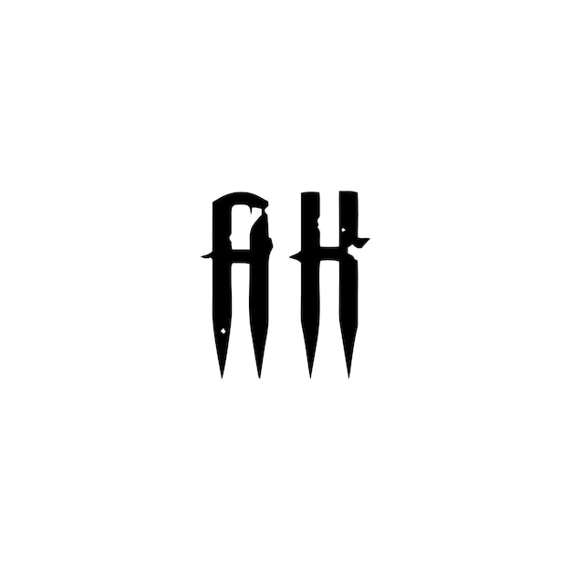 AH Monogram Logo Diseño carta texto nombre símbolo monocromo logotipo alfabeto carácter simple logo