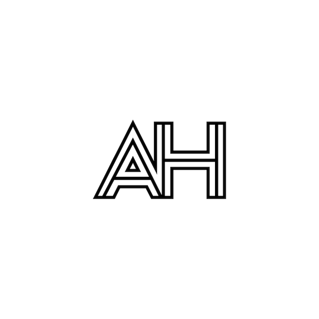 AH Monogram Logo Diseño carta texto nombre símbolo monocromo logotipo alfabeto carácter simple logo
