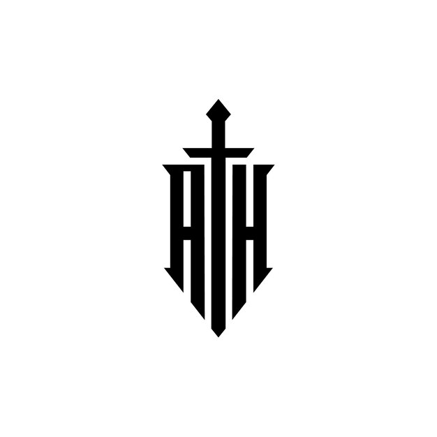 AH Monogram Logo Diseño carta texto nombre símbolo monocromo logotipo alfabeto carácter simple logo