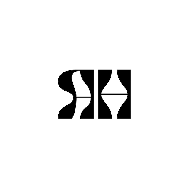 AH Monogram Logo Diseño carta texto nombre símbolo monocromo logotipo alfabeto carácter simple logo