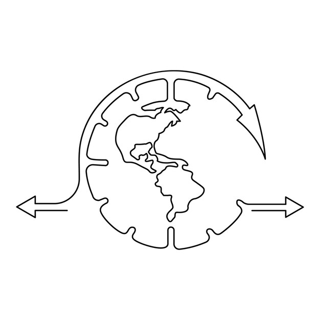 Ahogamiento continuo de una línea del reloj de la Tierra y el concepto de la Hora del Planeta ilustración de arte de una sola línea