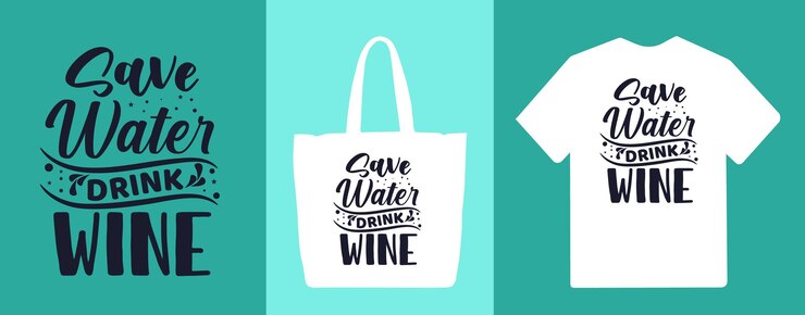Vector ahorrar agua beber vino tipografía letras cotizaciones camiseta y mercancía