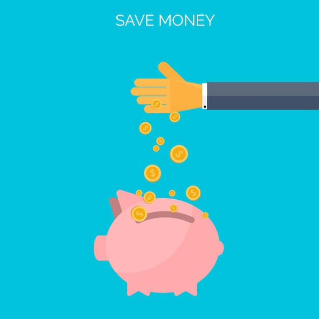 Ahorrar dinero concepto plano de fondo El tiempo es dinero