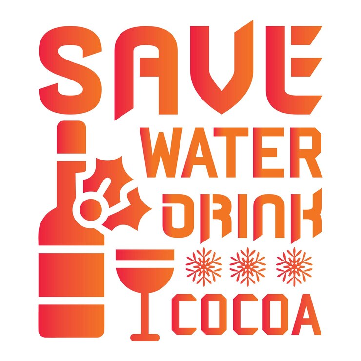 Vector ahorre agua beba cacao t-shirt design. diseño de camisetas con citas navideñas.