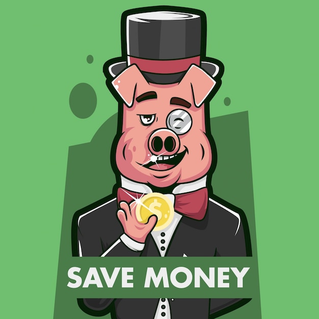 Ahorre dinero cerdo ilustración concepto