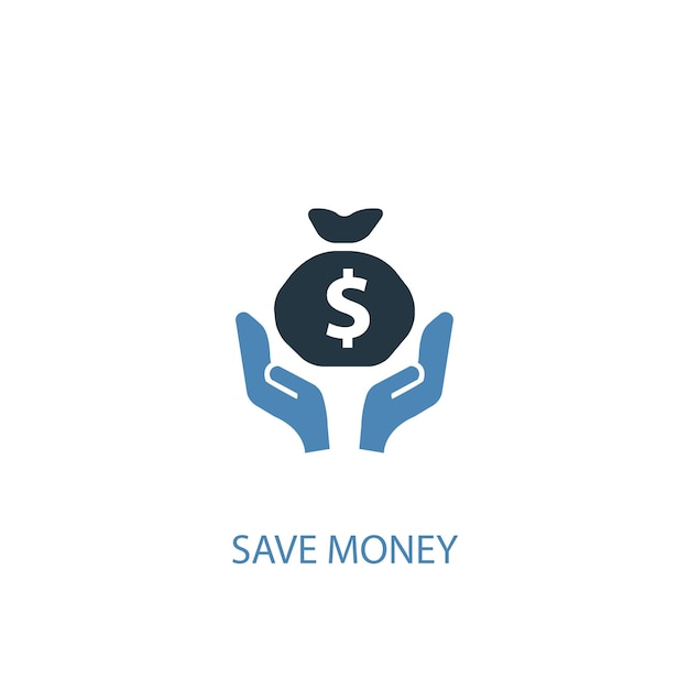 Ahorre dinero concepto 2 icono de color. Ilustración simple elemento azul. ahorrar dinero concepto símbolo diseño. Se puede utilizar para UI / UX web y móvil