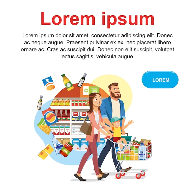 Ahorre dinero con descuento en Banner de Vector de tienda de alimentos
