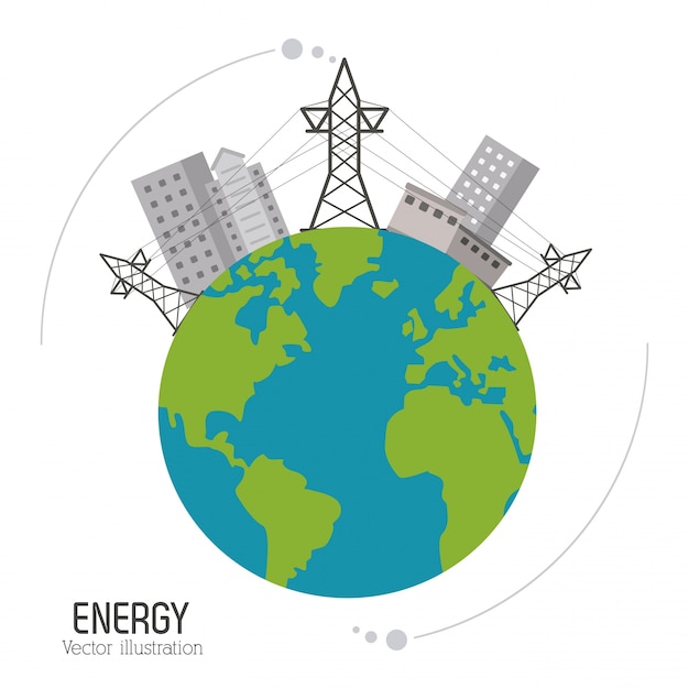 Vector ahorre energía concepto con diseño de iconos de eco