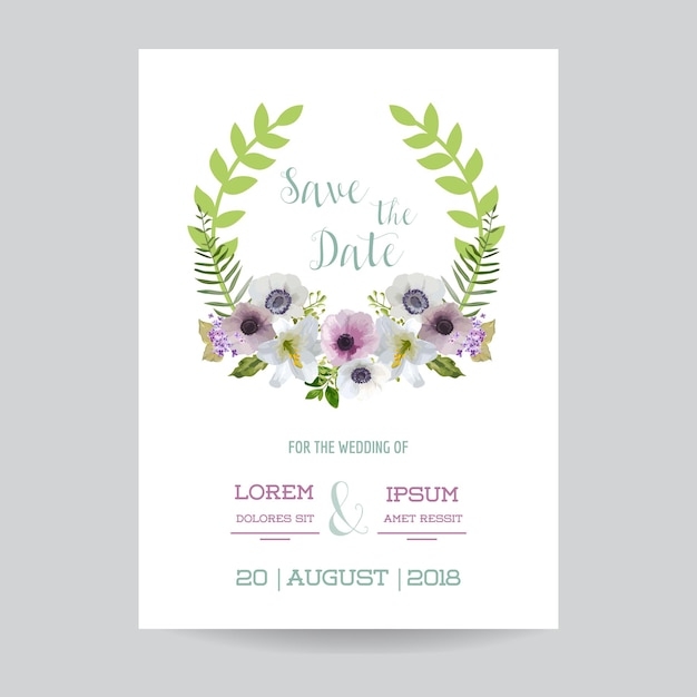 Ahorre la fecha de invitación con plantilla floral