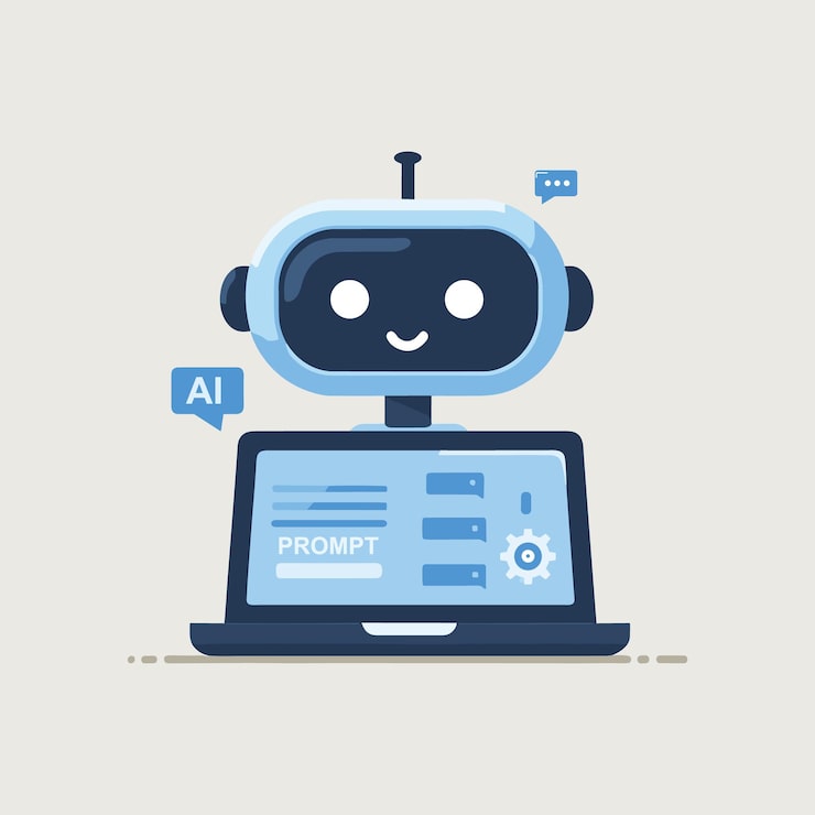 Vector ai chatbot asistente inteligencia artificial y aprendizaje automático con aplicación de input prompt en la computadora