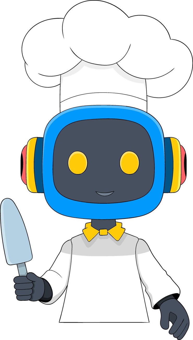 Vector ai chef robot futuristic kitchen assistant vector