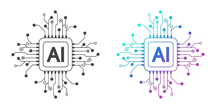 Vector ai chips icon user interface artificial intelligence technology concept design machine learning and ai generative tool big data and deep learning vector illustration for web ux and ui