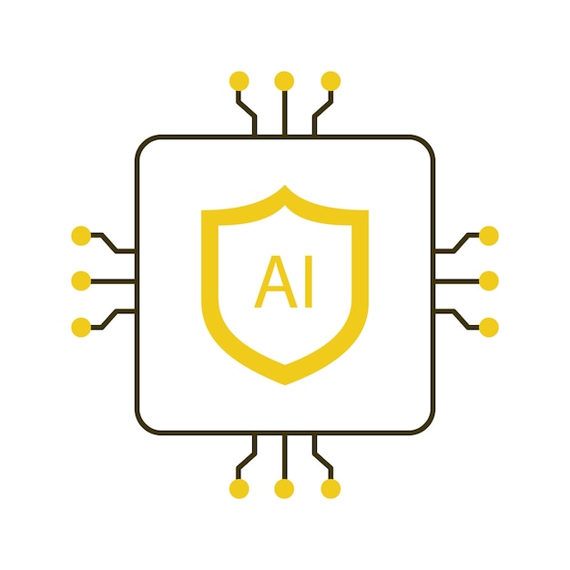 AI Digital Protection Shield Vector Icon Diseño de sistemas inteligentes de seguridad cibernética Seguridad impulsada por la IA