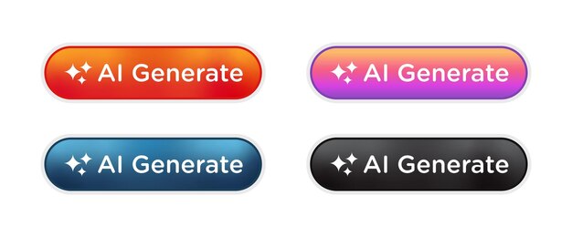 Ai genera botones iconos coloridos diseño vectorial conjunto de ilustraciones aislado inteligencia artificial