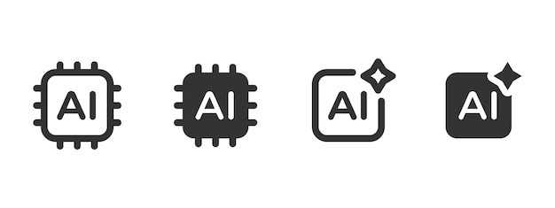 Ai icon Processor chip and neural network badge vector illustration Represents artificial intelligence automation and smart digital system symbol Useful for tech and innovation sign