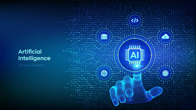 AI Inteligencia artificial Aprendizaje automático Big data Redes neuronales Fondo de placa de circuito