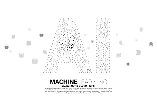 AI de la línea de circuito con el icono del cerebro