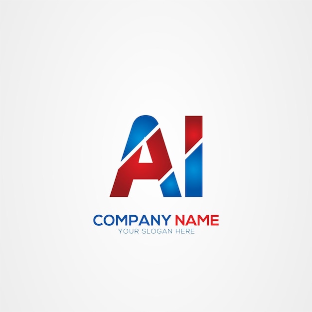 AI o IA Creative Modern Letters Diseño del logotipo Elemento rojo y azul