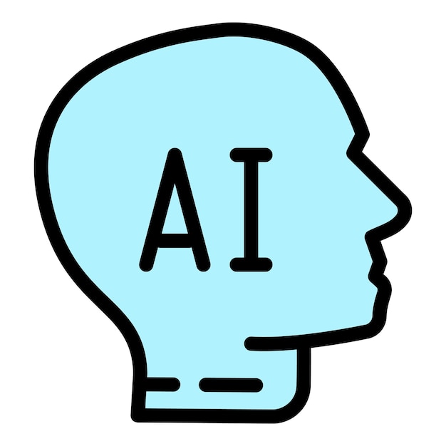 Ai robot icono contorno vector Cerebro artificial Circuito digital