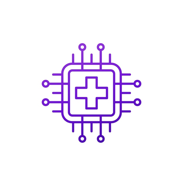 AI en el vector de línea de iconos de atención médica
