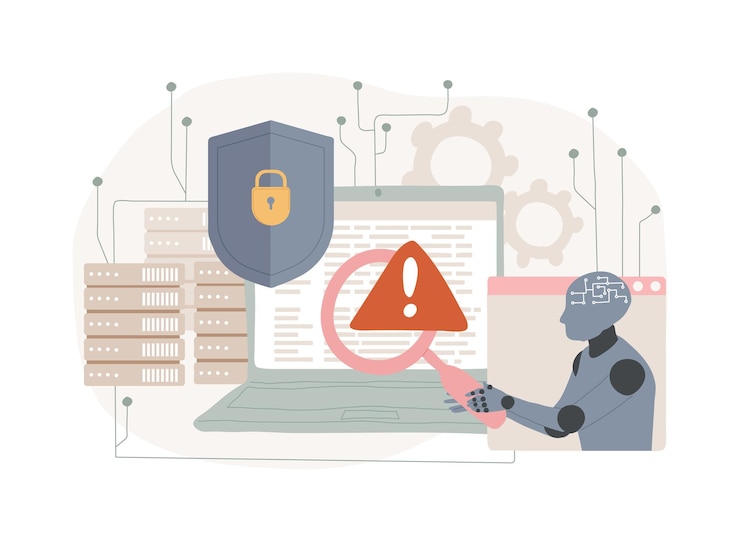 Vector aibacked evaluación de vulnerabilidad concepto abstracto ilustración vectorial ciberseguridad automatizada