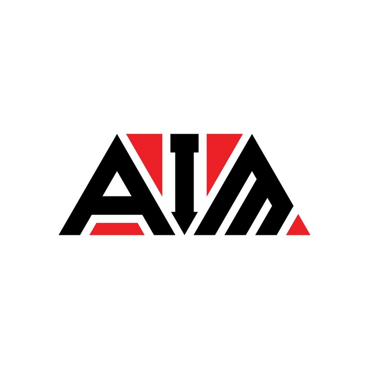 Vector aim diseño de logotipo de letra triangular con forma de triángulo aim diseño del logotipo del triángulo monograma aim triángulo vectorial plantilla del logotipo con color rojo aim logotipo triangular sencillo elegante y lujoso logotipo aim