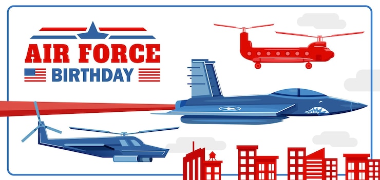 Vector air force birthday jets y helicópteros perfecto para eventos