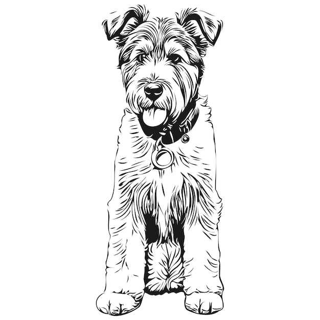 Vector airedale terrier perro dibujos animados cara tinta retrato blanco y negro boceto dibujo camiseta impresión boceto dibujo